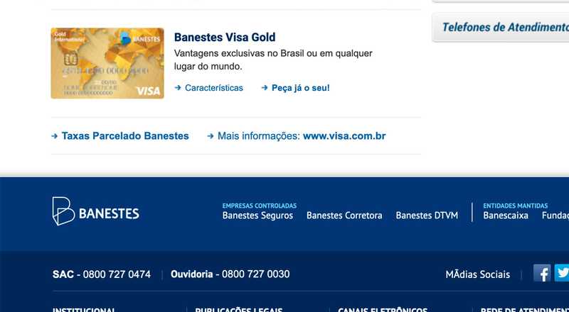 Cartão de crédito Visa Gold Banestes