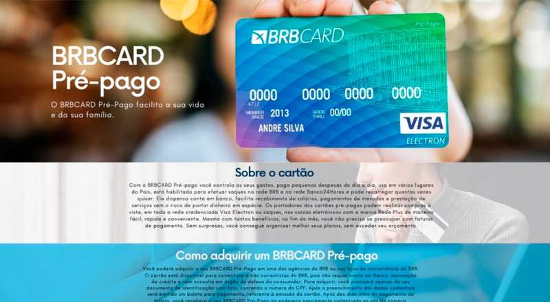 Cartão pré-pago BRBCARD BRB - Banco de Brasília