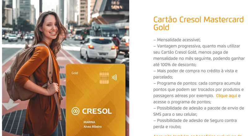 Cartão de crédito Mastercard Gold Cresol