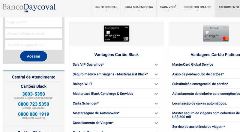 Cartão de crédito Platinum Banco Daycoval