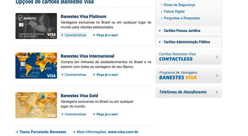 Cartão de crédito Visa Internacional Banestes