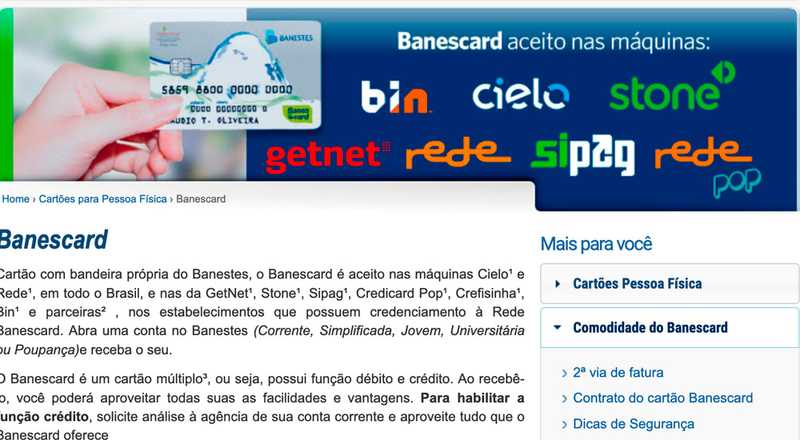 Cartão de crédito Banescard Banestes