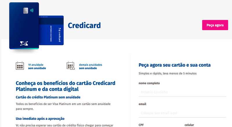 Cartão de crédito Visa Platinum Credicard